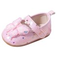 thumbnail image 1 of Zanarzt Princess Shoes for Baby Baby Girls Mary Jane Flats with Bowknot Flowers Princess Wedding Dress Ballet Shoes Non-Slip Toddler First Walkers Pink,US 5, 1 of 9