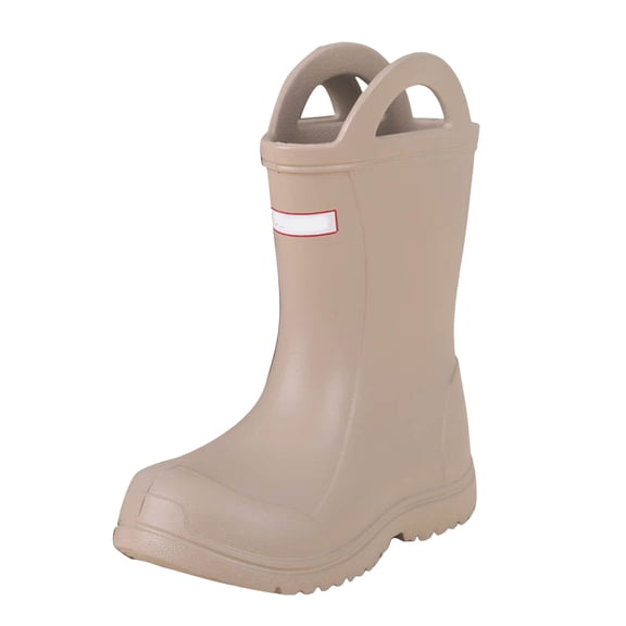 Zanarzt Rain Boots for Toddler Boys Girls' Mid Calf Round Toe Rain Boots for Toddlers and Children Coffee,US 8.5