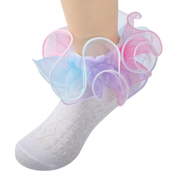 Zanarzt Ruffle Socks Girls Ruffle Socks Toddler Girl Frilly Dress Socks Double Lace Big Ruffles Church Sock for Baby Kids Pink,1-3 Years