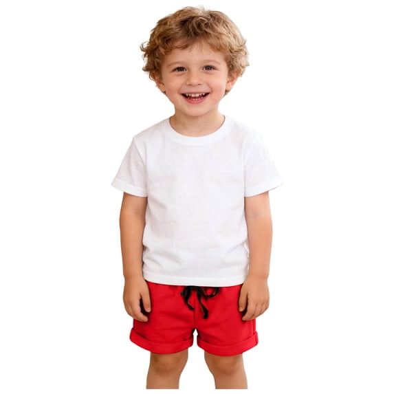 Zanarzt Running Shorts Boys Shorts Toddler Unisex Pull On Jogger Shorts Girls Stretchy Cotton Pants with Pocket Red,12-18 Months