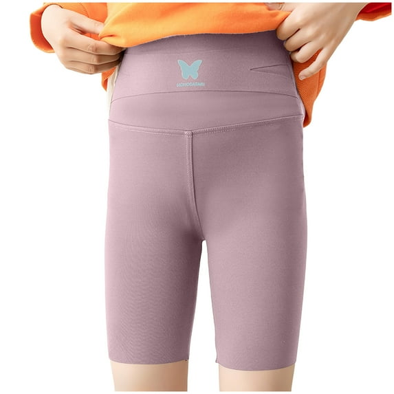 Zanarzt Running Shorts Girls' Spandex Shorts for Athletic Wear for Gym, Dance, Yoga, Volleyball Bike Riding Purple,4-5 Years