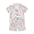 thumbnail image 1 of Zanarzt Satin Pjs for Girls Pajamas Silk Satin Pajama Set 2 Piece Button Down Pjs Ruffle Sleepwear 4-5 Years,Light Pink, 1 of 4