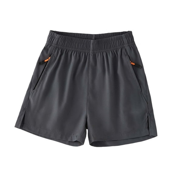 Zanarzt Shorts with Pockets Boys Pull On Shorts Cotton Pull On Boy Shorts Casual Summer Kids Shorts with Pockets 8-9 Years,Dark Gray