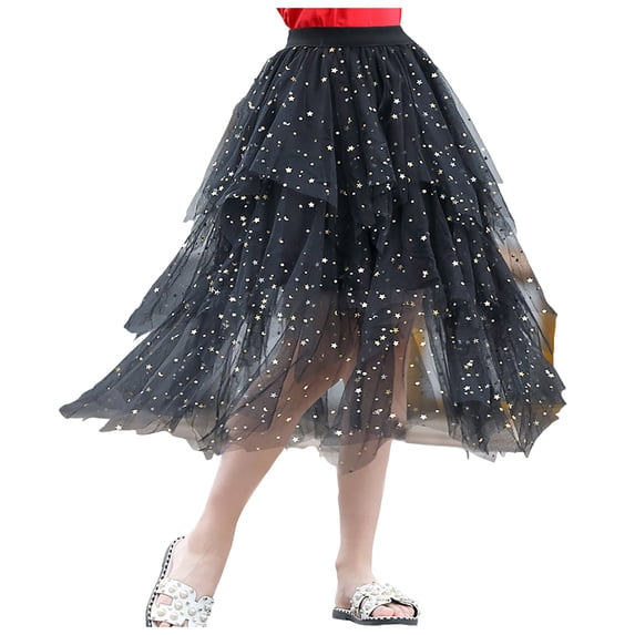 Zanarzt Skirts for Girls Tutu for Girls Skirt Layered Tulle Ballet Dance Princess Dress Birthday Outfit Black,11-12 Years
