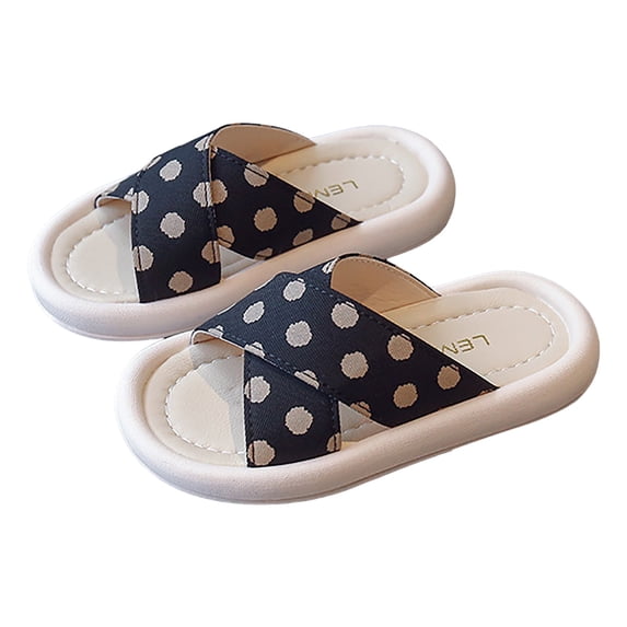 Zanarzt Slides for Kids Kids Polka Dot Slippers Cute Shoes with Non-Slip Sole for Girls, Indoor Outdoor Slide Slippers Black,US 8