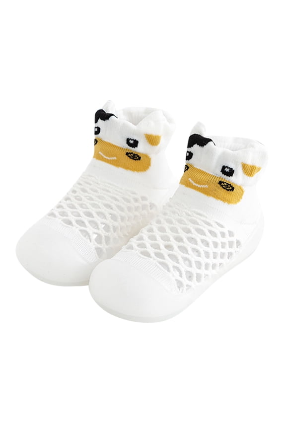 Sock Shoes for Baby Girl Animal Prints Cartoon Socks Shoes Toddler Breathable Mesh The Floor Socks Non Slip Prewalker Shoes White,12-18 Months