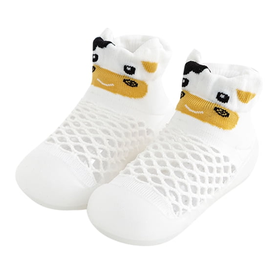 Zanarzt Sock Shoes for Baby Girl Animal Prints Cartoon Socks Shoes Toddler Breathable Mesh The Floor Socks Non Slip Prewalker Shoes White,12-18 Months