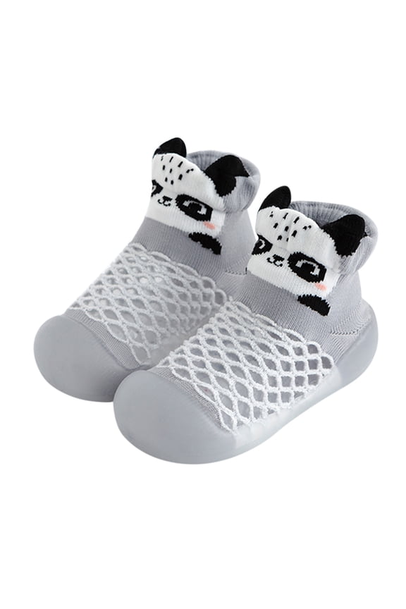 Sock Shoes Toddler Wide Toe Box Animal Prints Cartoon Socks Shoes Toddler Breathable Mesh The Floor Socks Non Slip Prewalker Shoes Grey,12-18 Months