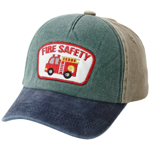 Zanarzt Sports Baseball Cap for Boys and Girls Truck Baseball Cap with Patchwork Embroidery Color Blocking Cartoon Childrens Cap Khaki,3-8 Years