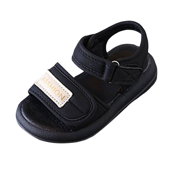 Zanarzt Summer Sandals Unisex Kids Summer Sandals Comfort Anti Slip Open Toe Adjustable Walking Beach Shoes Black,US 12