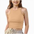 thumbnail image 1 of Zanarzt Summer Tank Tops Girls Tank Tops Kids Athletic Tank Ribbed Knit High Neck Crop Tops for Gym Yoga 11-12 Years,Yellow, 1 of 4