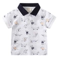 thumbnail image 1 of Zanarzt Summer Top Toddler Boys Shirt Cotton Short Sleeve Button Up Shirt Cartoon Dinosaur Pattern Tee Boys Top Undershirt Summer White,4-5 Years, 1 of 9