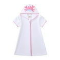 thumbnail image 1 of Zanarzt Swim Cover Up Girls Boys Swim Cover Up Zip Up Hooded Bathing Suit Coverup Kids Pool Beach Robe Cover Up White,3-4 Years, 1 of 6