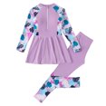 thumbnail image 1 of Zanarzt Swimsuit Dress 2 Pcs Zipper Long Sleeve Long Pants Swimsuit for Girls Full Body Swimwear Rash Guard Teens Bathing Suit Purple,10-11 Years, 1 of 6