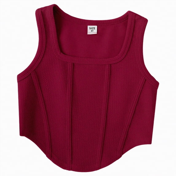 Zanarzt Tank Top for Kids Girls Racerback Tank Tops Ribbed Knit Dance Yoga Athletic Casual Kids Teen 11-12 Years,Wine