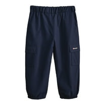 Zanarzt Toddler Active Summer Pants Baby Boy Drawstring Sweatpants Toddler Cotton Active Jogger Pants with Pockets Dark Blue,3-4 Years