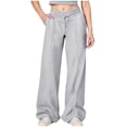 thumbnail image 1 of Zanarzt Toddler Baby Boys Girls Sweatpants Wide Leg Jogging Straight Leg Trousers with Drawstring Baggy Casual Fashion Spring Clothing for Girls Light Gray,13-14 Years, 1 of 5