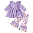 thumbnail image 1 of Zanarzt Toddler Baby Girl Outfits Toddler Girl Cute Long Sleeve Top Flower Flared Pants Casual Two Piece Set Purple,18-24 Months, 1 of 3