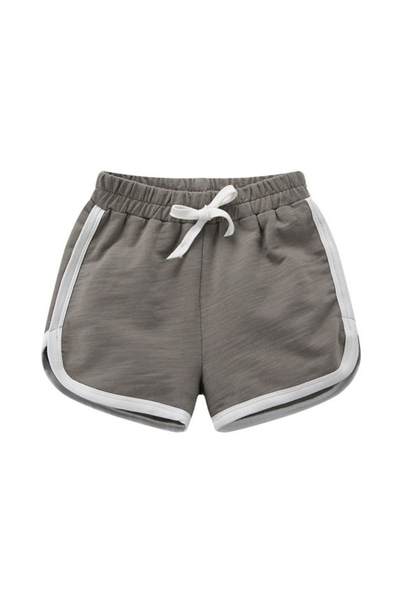 Toddler Baby Girl Shorts Unisex Baby Toddler Shorts Baby Cotton Solid Shorts with Drawstring Baby Breathable Soft Summer Clothes Grey,12-18 Months