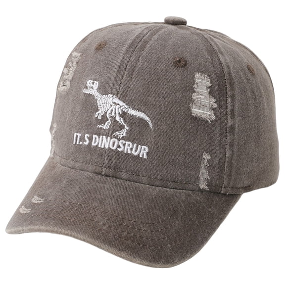 Zanarzt Toddler Baseball Hat Kids Dinosaur Washed Baseball Cap Baby Embroidered Baseball Cap Cartoon Childrens Hat Coffee,3-8 Years