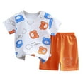 thumbnail image 1 of Zanarzt Toddler Boy 2 Piece Set Summer Baby Boy Summer Clothes Cute Print Short Sleeve Tshirt and Shorts Set Toddler Summer Outfits for Boys Orange,5-6 Years, 1 of 7
