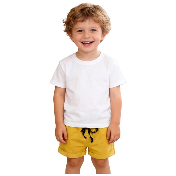 Zanarzt Toddler Boy Athletic Shorts Toddler Boys Girls Cotton Athletic Running Shorts, Kids Summer Casual Fashion Soccer Shorts Yellow,4-5 Years
