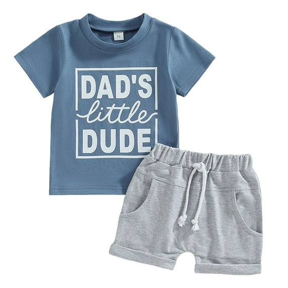Zanarzt Toddler Boy Clothes Outfits Toddler Boy Clothes Little Kids Summer Outfits Short Sleeve Top Shorts Set 2PCS Boy's Clothing Blue,3-6 Months