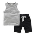 thumbnail image 1 of Zanarzt Toddler Boy Outfits Summer 2Pcs Baby Boy Summer Clothes Toddler Beach Outfits Sleeveless Tank Tops Shorts Set Grey,6-7 Years, 1 of 2