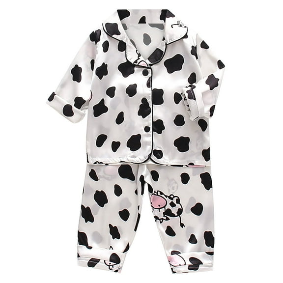 Zanarzt Toddler Boy Sleepwear Girls' Short Sleeve Long Pants Pajama Sets 2PCS Sleepwear Lounge for Teens White,1-2 Years