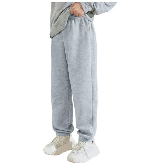 Zanarzt Toddler Boy Summer Pant Outfits Toddler Boys Cotton Active Jogger Sweatpants Kids Casual Athletic Solid Pocket Pull On Pants Back to School Clothes Light Gray,12-14 Years