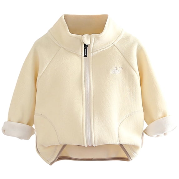 Zanarzt Toddler Boy Sweatshirt Toddler Girls Boys Fleece Jacket Kids Sherpa Lined Jackets Fall Spring Warm Coats Clothes for Baby Yellow,3-4 Years