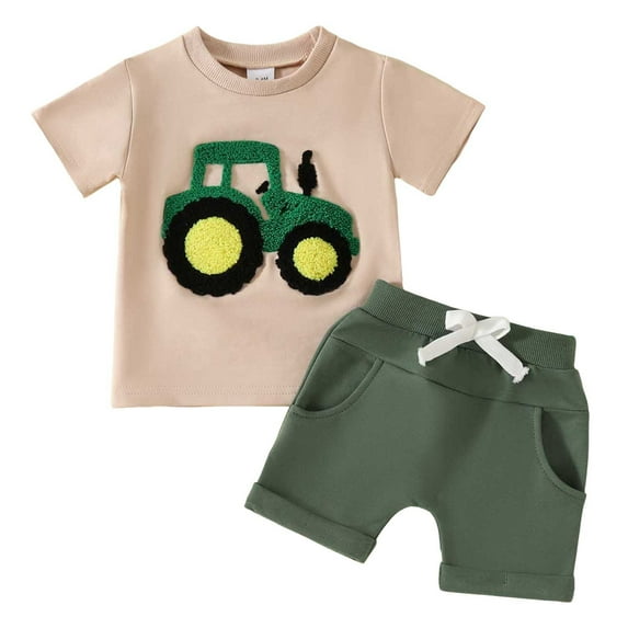 Zanarzt Toddler Boys Casual Outfit Sets Toddler Baby Boy Summer Clothes Graphic Short Sleeve Shirt T Shirt Tops Casual Shorts Outfit Set Green,2-3 Years