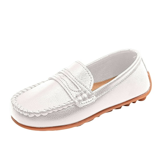 Zanarzt Toddler Boys Leather Dress Shoes Toddler Boys Girls Dress Shoes Little Kid Oxford Shoes Wedding Dress Shoes Leather School Flats White,US 12