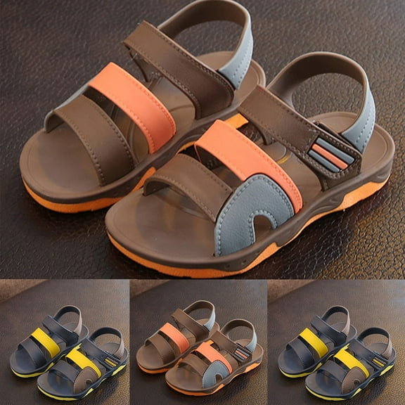 Zanarzt Toddler Boys Sandals Shoes Kids Sandals Boys Slide Summer Non slip Toddler Slippers with Adjustable Straps for Outdoor Yellow,10.5