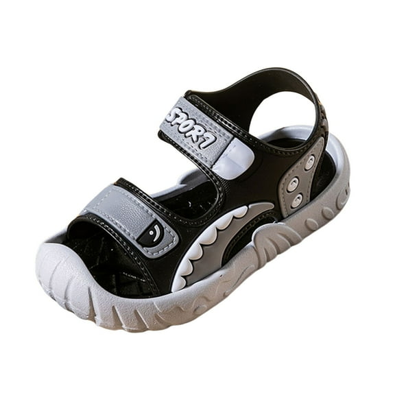 Zanarzt Toddler Boys Sandals Unisex Kids Summer Slide Sandals Baby Comfort Anti Slip Open Toe Adjustable Walking Beach Shower Shoes for Boys Girls Grey,US 9.5