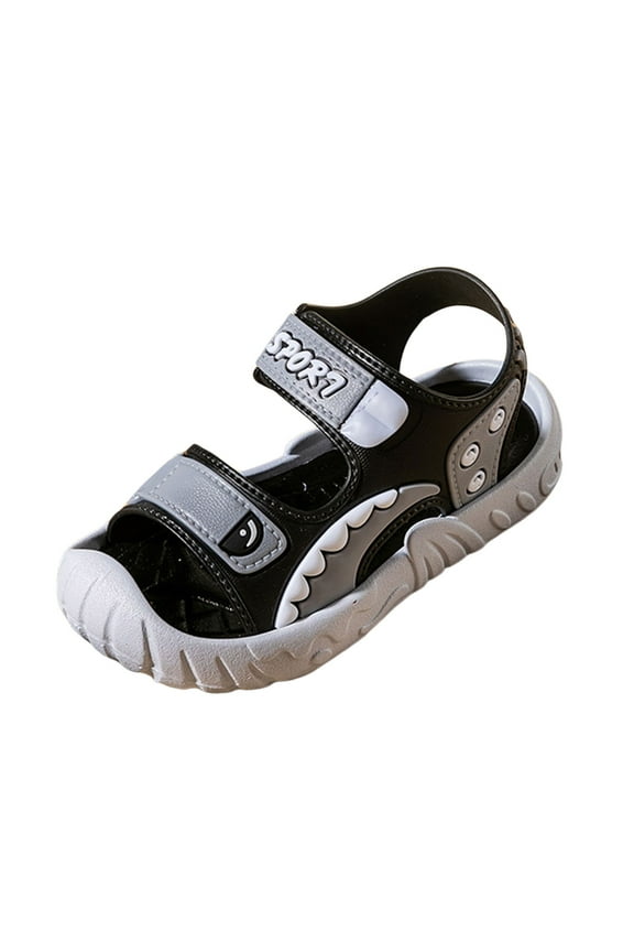 Toddler Boys Sandals Unisex Kids Summer Slide Sandals Baby Comfort Anti Slip Open Toe Adjustable Walking Beach Shower Shoes for Boys Girls Grey,US 9.5