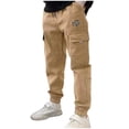 thumbnail image 1 of Zanarzt Toddler Cargo Pants Baggy Kids Boys Cargo Pants Cotton Casual Pants Hiking School Sweatpants Joggers Khaki,5-6 Years, 1 of 6