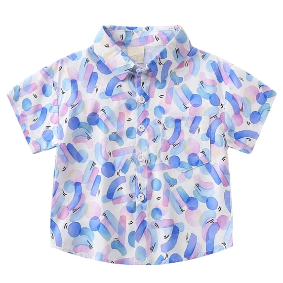 Zanarzt Toddler Clothes Toddler Boys Beach Shirt Kids Short Sleeve Button Down T Shirts Little Boy Beach Clothes Print Tops Blue,1-2 Years