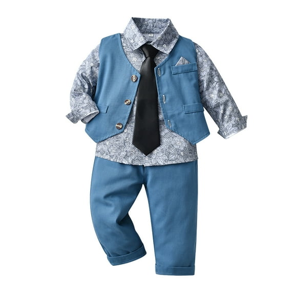 Zanarzt Toddler Formal Outfit Boys Suit Toddler Dress Clothes Shirt with Bow Tie Dress Pants Sets Kids Gentleman Outfit suits White,2-3 Years