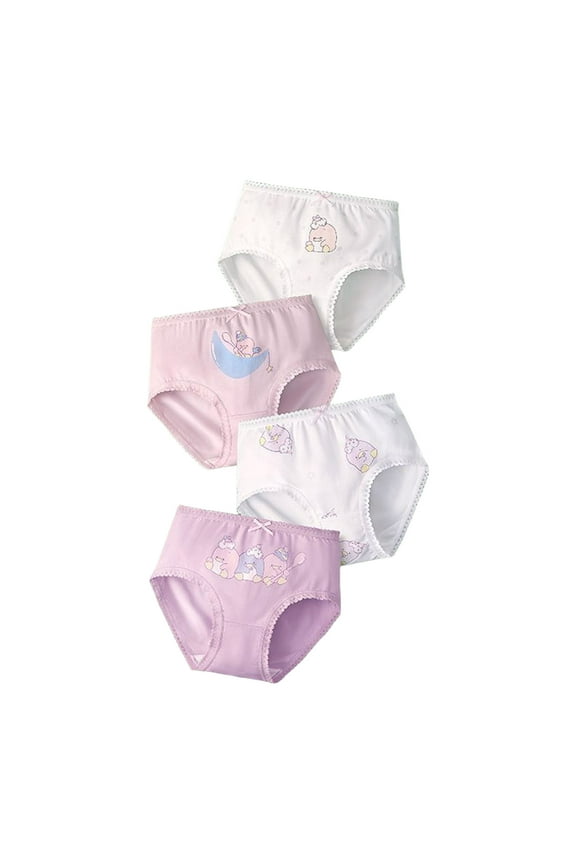 Toddler Girl Bloomers Multipack Potty Training Underwear 4 Pack Cotton Toddler Pee Pants for Baby Girls Back to School Clothes Light Purple,3-4 Years