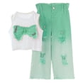 thumbnail image 1 of Zanarzt Toddler Girl Clothes Girls Fashion Set Sleeveless Butterfly Print Top Ripped Jeans Casual Two Piece Set Green,3-4 Years, 1 of 4