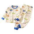 thumbnail image 1 of Zanarzt Toddler Girl Clothes Girls Outfit Toddler Girls Long Sleeve Top Pant 2PC Set Cartoon Print Girls Pajamas Set Beige,18-24 Months, 1 of 8