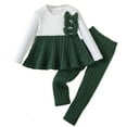 thumbnail image 1 of Zanarzt Toddler Girl Clothes Kids Outfits Little Girls Fashion Long Sleeve Top Pants Casual Two Piece Set Spring Clothes Green,3-4 Years, 1 of 9