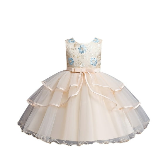 Zanarzt Toddler Girl Dresses Formal Toddler Girls Dress Birthday Princess Dresses Outfit Summer Clothes Gold,5-6 Years