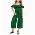 thumbnail image 1 of Zanarzt Toddler Girl Jumpsuit Cotton Girl's Jumpsuits Sleeveless Roundneck Wide Leg One Piece Rompers Little Kid Big Kids Back to School Clothes Green,9-10 Years, 1 of 5