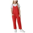 thumbnail image 1 of Zanarzt Toddler Girl Jumpsuit Summer Girls Casual Jumpsuits Spaghetti Strap Sleeveless Loose Romper Long Pants with Pockets Kids Clothes Red,7-8 Years, 1 of 7