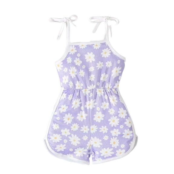 Zanarzt Toddler Girl Jumpsuit Summer Toddler Baby Girls Jumpsuit One Piece Romper Sleeveless Strap Summer Outfits Pockets Clothes Back to School Clothes Purple,18-24 Months