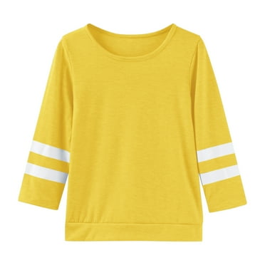 Zanarzt Toddler Girl Long Sleeve Baby Blouse Toddler Girl T Shirts Kids Long Sleeve Tee Girls Casual Top Back to School Clothes Yellow,4-5 Years