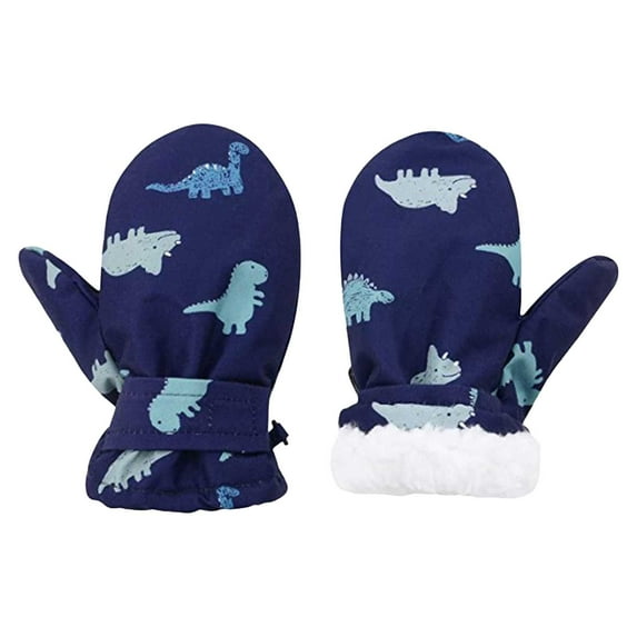 Zanarzt Toddler Girl Mittens Windproof Warm Ski Gloves Thermal Fleece Water Cartoon Children's Gloves Outdoor Gloves for Boys Girls Dark Blue,4-6 Years