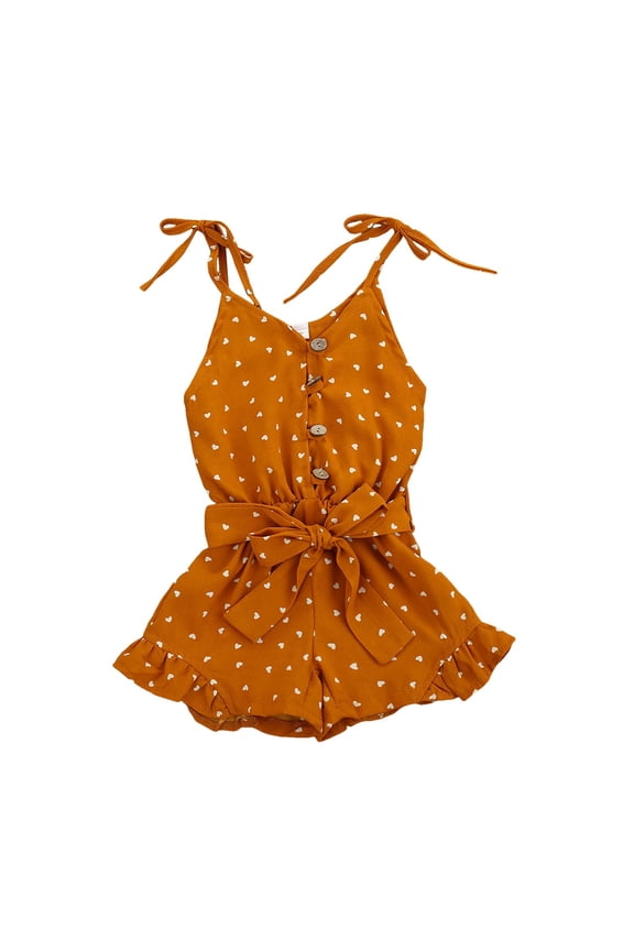 Toddler Girl One Piece Outfit Toddler Baby Girls Jumpsuit One Piece Romper Sleeveless Strap Summer Outfits Pockets Clothes Back to School Clothes Orange,12-18 Months
